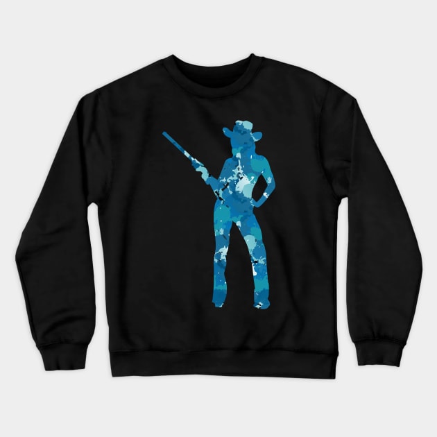 Cowgirl Posing With Gun Cool Magical Vivid Design Crewneck Sweatshirt by Stylomart